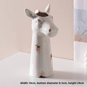 Retro Aged Animal Ceramic <strong>Vase</strong> Decorated on the Desktop Featuring Owl <strong>zebra</strong> and Deer <strong>Vase</strong> - Product Image 6