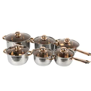 2023 410 Stainless Steel 12 Pcs Cookingware Sets Casserole Kitchenware Cookware Sets Cooking Pot Set