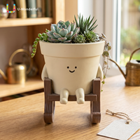 Pot de fleurs en résine avec visage souriant et chaise à bascule, pot de fleurs humanoïde de dessin animé, pot pour plantes succulentes, décoration de jardin et de maison