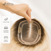 Postiche Bob Blond Premium avec Mèches Naturelles pour Femmes Souffrant de Perte de Cheveux, Topper Capillaire à Velcro, Ligne de Cheveux Halo