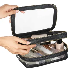 Borsa cosmetica per trucco da viaggio in pelle borsa per cosmetici per trucco all'ingrosso Set di borse cosmetiche per trucco