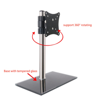 Support d'écran réglable en hauteur pour TV, ordinateur portable et moniteur, en alliage d'aluminium noir, 14-27 pouces, inclinaison de 15°, nouveau design, vente chaude, en stock