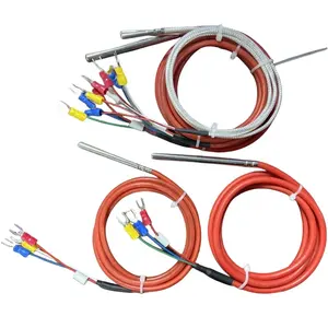 PT100 Temperature sensor silicon wire cable waterproof high temperature probe Platinum resistance temperature measurement cable