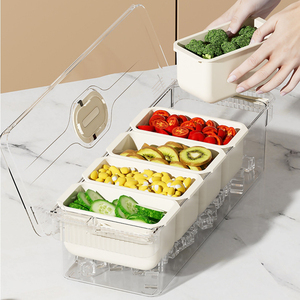 Plateau de service transparent pour condiments et fruits, en PET, <span class=keywords><strong>avec</strong></span> 5 compartiments amovibles, pour une fraîcheur optimale - Product Image 4