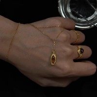 Chaîne de clavicule vintage en bambou doré caramel, style rétro haut de gamme, en cuivre, pour pull automne/hiver