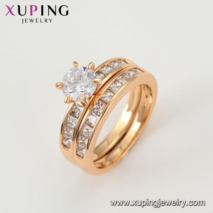 A00914824 بيع بالجملة أنيق تصميم الأزياء الفاخرة حجر بيئي النحاس 18 قيراط ذهبي اللون خاتم مزدوج - Product Image 5