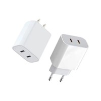 Chargeur mural double PD, norme américaine et européenne, adaptateur secteur Type C, 40 W, charge rapide, bloc de voyage pour téléphone portable