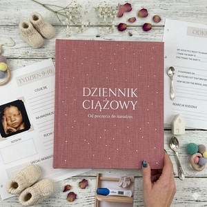 Diario de Embarazo Personalizado en Lino con Texto en Polaco, Libro de Recuerdos de Maternidad con Preguntas Guiadas para Futuras Madres, Recuerdo - Product Image 2