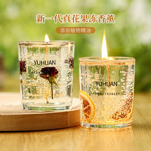 Velas Aromáticas Cilíndricas con Aroma a Gelatina de Flores Reales Yuhuan, Decoración para el Hogar - Product Image 5
