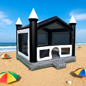 Château gonflable noir et blanc pour mariage, maison de rebond moderne pour enfants, idéal pour photomaton et décoration d'événements - Product Image 1