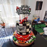 Décoration de gâteau d'anniversaire 1 pièce, motif voiture de course, drapeau à carreaux pailleté, pour fournitures de fête sur le thème des voitures de course, noir