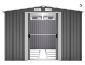 6ft X 8ft Outdoor <strong>Metal</strong> Storage <strong>Shed</strong> with Floor <strong>Base</strong>,Gray - Product Image 6