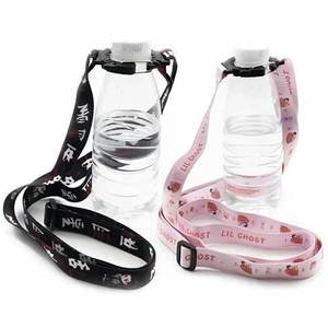 Promotional Water Plastic Bottle Cup Holder Strap Lanyard Custom Neck Strap With Silicone Ring