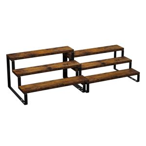 Iron And Wood Combination Shelving <b>Unit</b> 6 Tier Brown Standing Type Durable <b>Storage</b> Rack <b>For</b> <b>Kitchen</b> Cosmetic Display - Product Image 5
