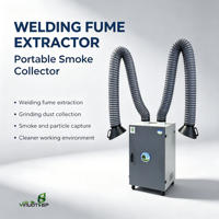Purificateur de fumée de soudage à double bras 2,2 kW à deux postes, purificateur d'air mobile