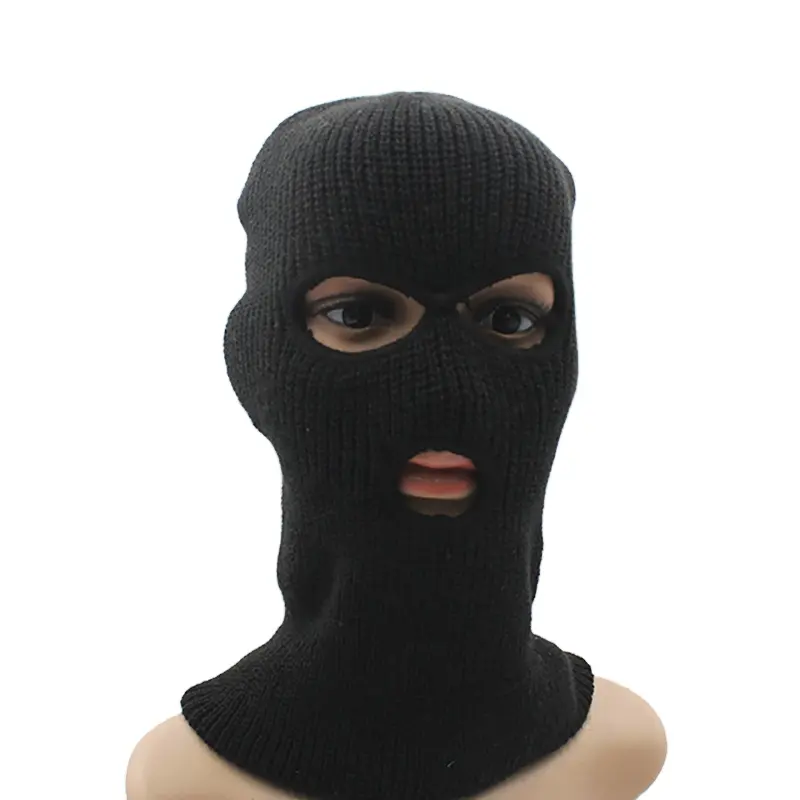 Adult Winter Hood Mask Fashion Acrylic Three Hole Balaclava Ski Mask Beanie Face Knitted Full Mask Custom Balaclava Knit