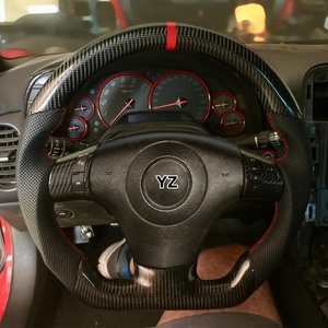 Volants en cuir et bois personnalisés avec ligne de positionnement rouge, compatibles avec Chevrolet <span class=keywords><strong>Corvette</strong></span> C6 Cabriolet, volant en fibre de carbone - Product Image 1