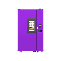 Distributeur automatique de pizzas en métal en libre-service, SDK entièrement automatisé, écran tactile, options de paiement multiples (pièces/billets/carte de crédit/code QR), CE