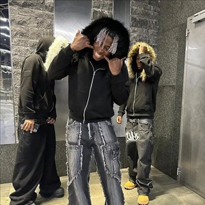 Felpe con Zip all'Ingrosso, Abbigliamento Streetwear, <span class=keywords><strong>Felpa</strong></span> con <span class=keywords><strong>Cappuccio</strong></span> in Pelliccia Personalizzata per Uomo - Product Image 2