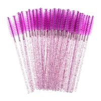 50 brosses à cils en cristal avec manche diamanté, applicateurs de mascara, pinceaux cosmétiques portables jetables en nylon