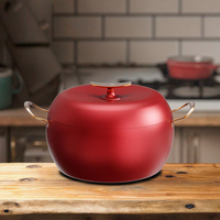 Marmite à soupe antiadhésive multifonctionnelle 26cm en fonte de pomme Design classique Autocuiseur en métal écologique pour la cuisson et la préparation de soupes
