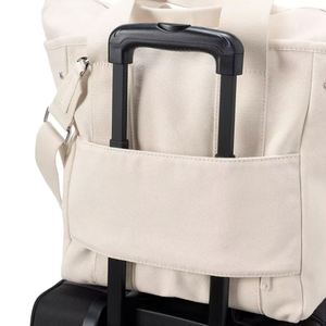 Low MOQ Custom Logo High Quality Cotton/Canvas Tote Bag with Long Handle and Trolley <b>Case</b> for Computer & Travel Use - Product Image 3