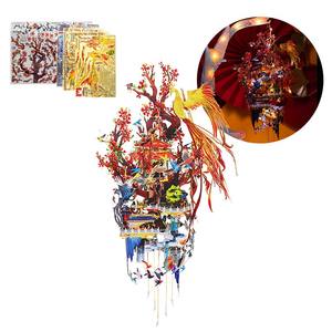 MU 3D 금속 퍼즐 모델 키트-조류 피닉스 DIY 키트에 경의를 표시 중국 궁전 퍼즐 두뇌 티저 DIY 미니어처 건물 - Product Image 2