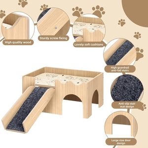 Hamster House Wooden Rectangle Indoor Hideout With <b>Slide</b> For <b>Small</b> Pets - Product Image 5