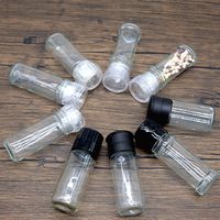 Récipient à épices en verre transparent de qualité supérieure, forme tube, avec bouchon en verre et en plastique, pour les essentiels de cuisine