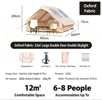 Grand stock – Tente de glamping et tente de camping extérieure de 12 m² avec double lucarne et double porte, hauteur latérale de 75 cm