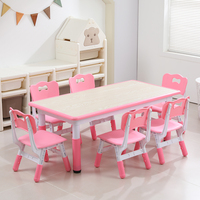 Table et chaise réglables en plastique rectangulaires à prix de gros pour enfants, ensemble table et chaise d'activités pour enfants, mobilier de garderie
