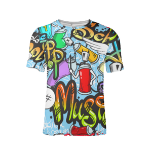 เสื้อยืดแขนสั้นผู้ชายลายพิมพ์กราฟฟิตีสไตล์วินเทจ แห้งเร็ว รุ่นซัมเมอร์ 2022 ไซส์พลัส ทรงโอเวอร์ไซส์ - Product Image 1