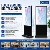 Kiosque publicitaire numérique sur pied, écran HD 1080P 4K anti-reflet, lecteur multimédia 24/7, graphiques, commerce de détail, hôtel, restaurant