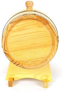 برميل نبيذ خشبي, برميل خشبي 5 لتر لتخزين النبيذ والخمر ويسكي <span class=keywords><strong>Rum</strong></span> مع صنبور وقاعدة - Product Image 2