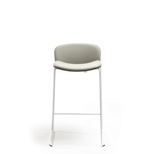 Tabouret empilable Libera 760 mm entièrement rembourré, design moderne et minimaliste, dossier solide, assise en tissu doux, base en bois blanc, base en traîne de renne - Product Image 1