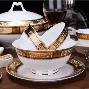 Nouveau Produit 52 Pcs Europe de l'Ouest Luxe Relief Palace Bone China Ensembles de Vaisselle - Product Image 2