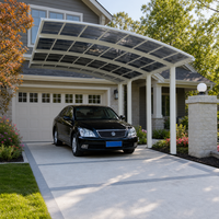 Abri de voiture en aluminium avec toit arqué incliné et panneaux en polycarbonate |   Abri pour voiture simple ou double pour allée de maison, jardin, villa