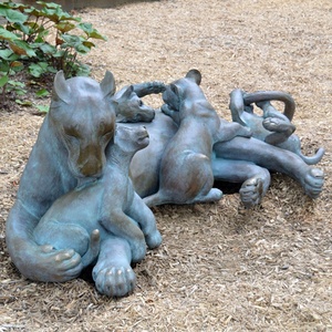 Statue décorative de lions en bronze ancien pour jardin - Product Image 4