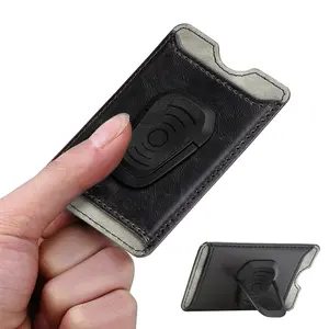 Low MOQ Factory Price Custom Logo One Touch Men's Magnetic Silicone Credit Card ID Card Business Phone Card Holder Wallet