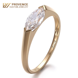 Bague minimaliste en or 18 carats véritable, 0,9 carat, coupe Marquise Ice Flower, bague en diamant de laboratoire, bagues de fiançailles et de mariage pour femmes - Product Image 1