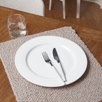 Assiette à steak en porcelaine blanche écologique de 8 pouces, design personnalisé, luxe moderne, compatible lave-vaisselle et micro-ondes, assiettes de table pour