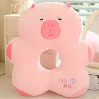 Coussin Capybara pour bureau, oreiller de bureau Capybara, coussin en forme de fleur, coussin respirant avec trou central, oreiller pour pause déjeuner en bureau