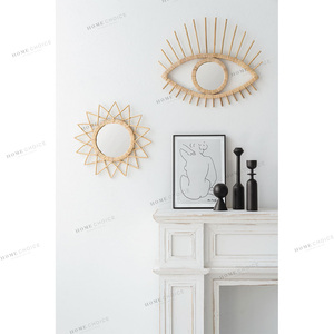 Classic Europe Design Handmade Eye Shape <strong>Rattan</strong> <strong>Mirror</strong> Natural Color Decorative Wall <strong>Mirror</strong> - Product Image 3