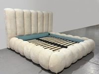 Lit capitonné de luxe moderne en tissu doux, design tufté, cadre de lit rembourré, taille King ou Queen