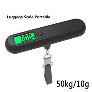 MiniPortable 50kg 10g affichage LCD numérique balance à bagages électronique batterie vert rétro-éclairé en plastique Type à quatre points suspendu à la main - Product Image 5