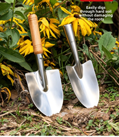 Petite pelle à fleurs en acier inoxydable avec manche en bois, outil de jardinage, ensemble pour jardin en pot