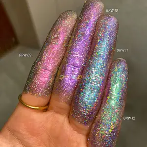 Nuevo brillo multicromo brillo 12 colores cosmético camaleón sombra de ojos brillo pigmento holográfico