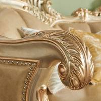 Ensemble de canapés en bois massif de couleur champagne, rembourrage en éponge haute densité, style européen, meubles de salon pour grand espace