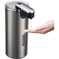 Distributeur automatique de savon mousse en acier inoxydable sans contact 330 ml, 3 niveaux réglables, fonctionne sur piles, résistant à l'eau, pour usage hôtelier