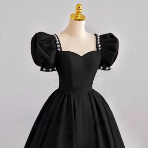 Black Evening Gown Empire Waist Sweetheart Neckline Long Dress Vintage Style For Coming Of Age Ceremony - Product Image 3